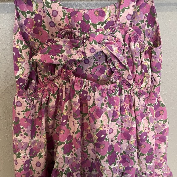 Social Standard by Sanctuary Girls' Size 6-6x Purple Pink Floral Tiered Sundress - Picture 3 of 5